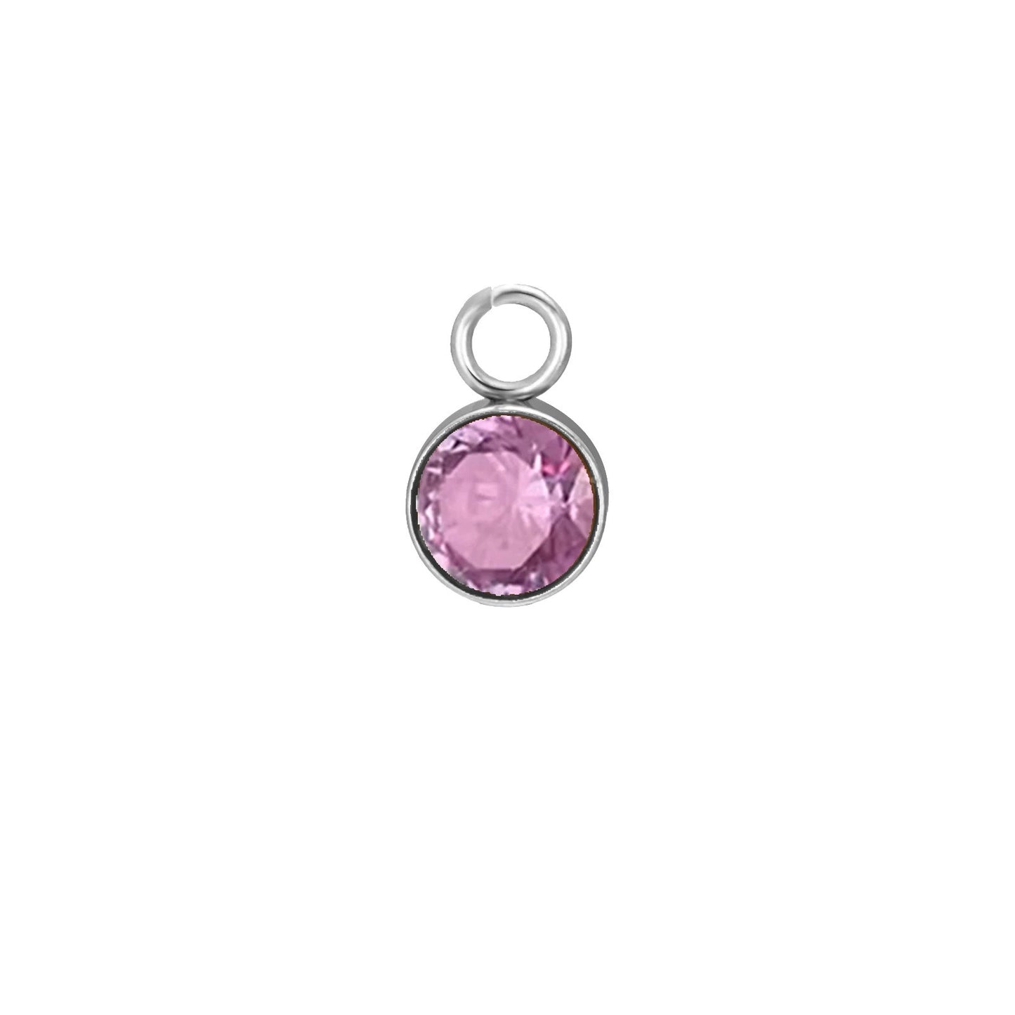 Stainless Steel Single Hole Birthstone Jewelry Accessories DIY Colorful Diamond Inlaid Necklace Bracelet Earrings Pendant