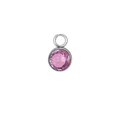 Stainless Steel Single Hole Birthstone Jewelry Accessories DIY Colorful Diamond Inlaid Necklace Bracelet Earrings Pendant