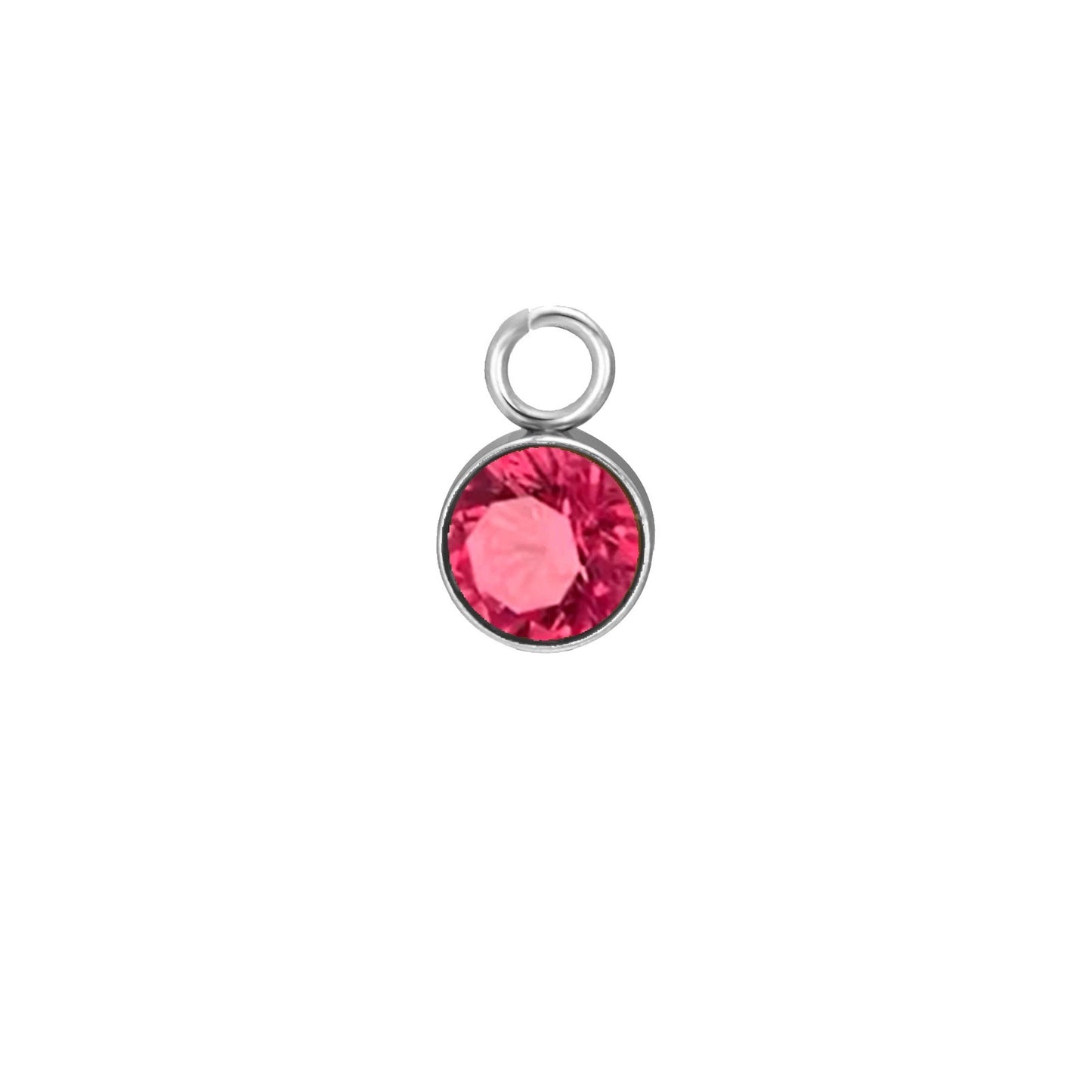 Stainless Steel Single Hole Birthstone Jewelry Accessories DIY Colorful Diamond Inlaid Necklace Bracelet Earrings Pendant