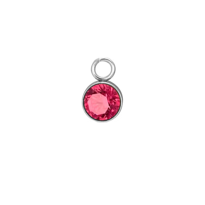 Stainless Steel Single Hole Birthstone Jewelry Accessories DIY Colorful Diamond Inlaid Necklace Bracelet Earrings Pendant