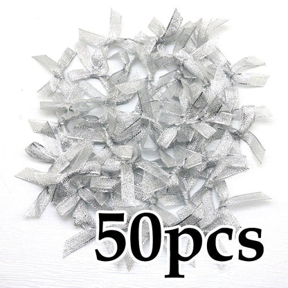 Fresh-Keeping Pink Satin Ribbon Bow Polyester Satin Ribbon Knot Flower DIY Handmade Decoration 50pcs/pack Poly Fiber Knot