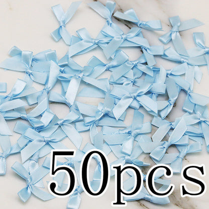 Fresh-Keeping Pink Satin Ribbon Bow Polyester Satin Ribbon Knot Flower DIY Handmade Decoration 50pcs/pack Poly Fiber Knot