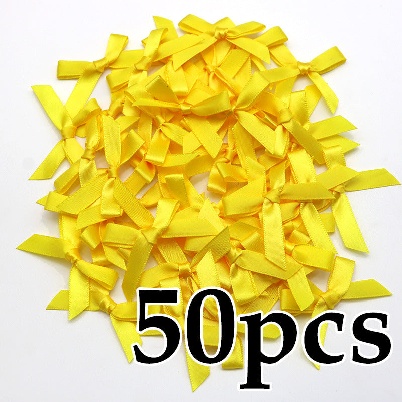 Fresh-Keeping Pink Satin Ribbon Bow Polyester Satin Ribbon Knot Flower DIY Handmade Decoration 50pcs/pack Poly Fiber Knot