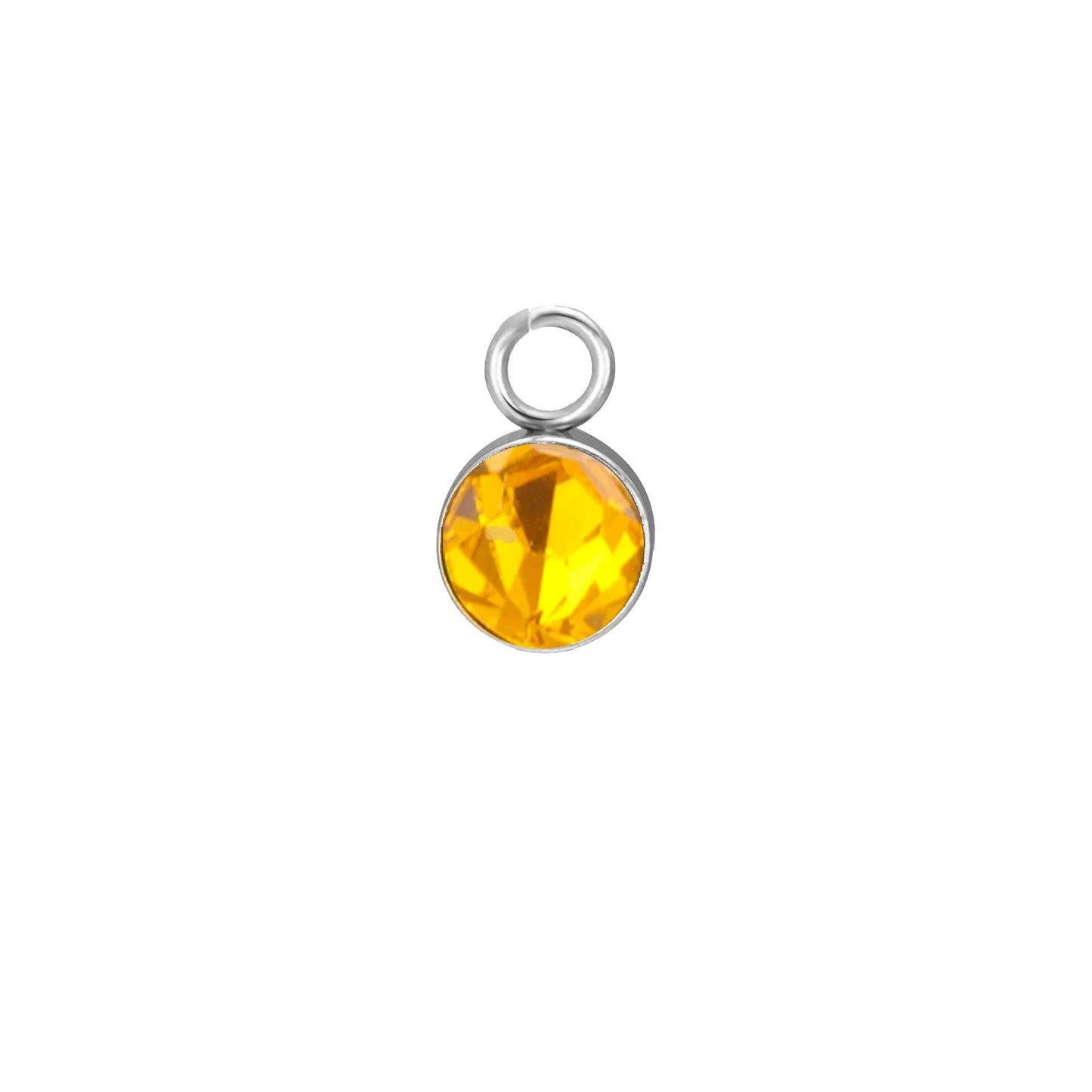 Stainless Steel Single Hole Birthstone Jewelry Accessories DIY Colorful Diamond Inlaid Necklace Bracelet Earrings Pendant
