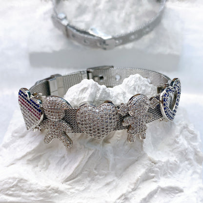 Copper Inlaid Zircon DIY Bracelet Accessories Wristband Free Combination Jewelry