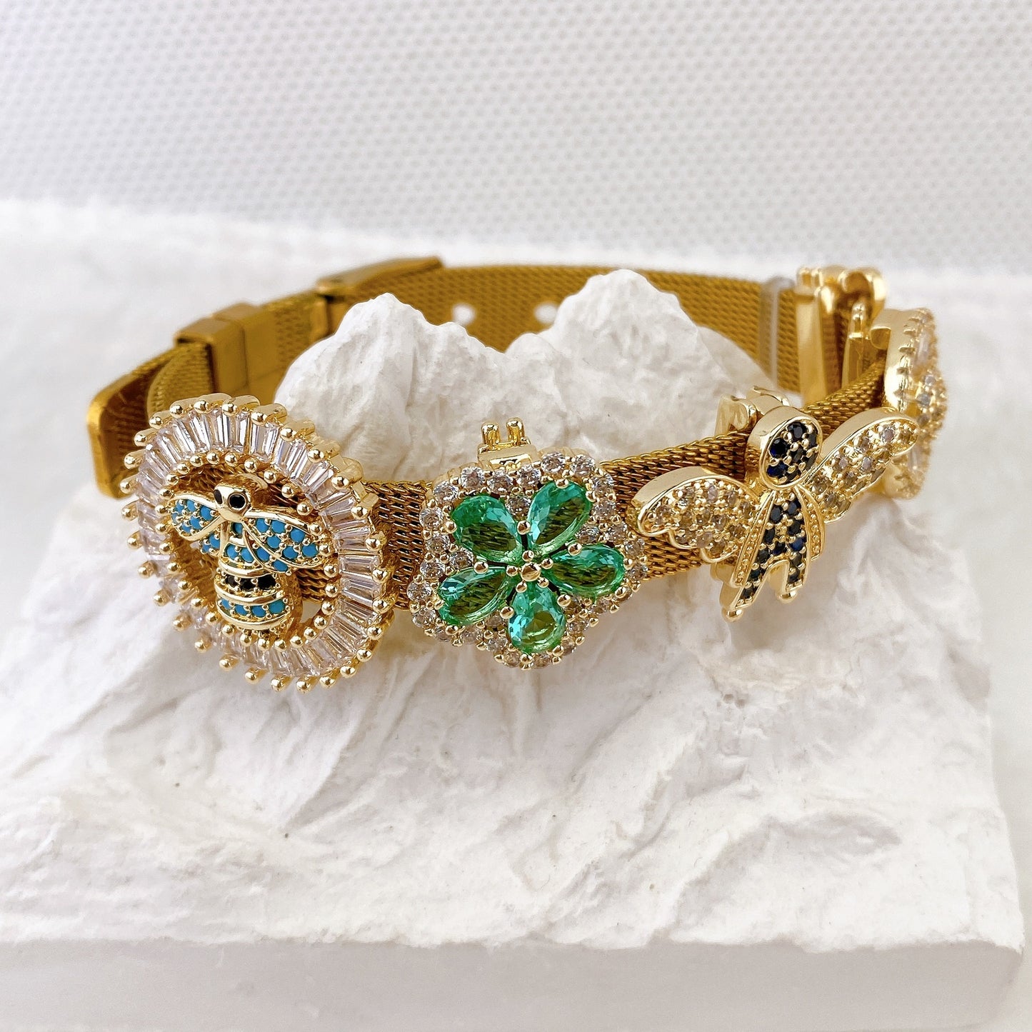 Copper Inlaid Zircon DIY Bracelet Accessories Wristband Free Combination Jewelry