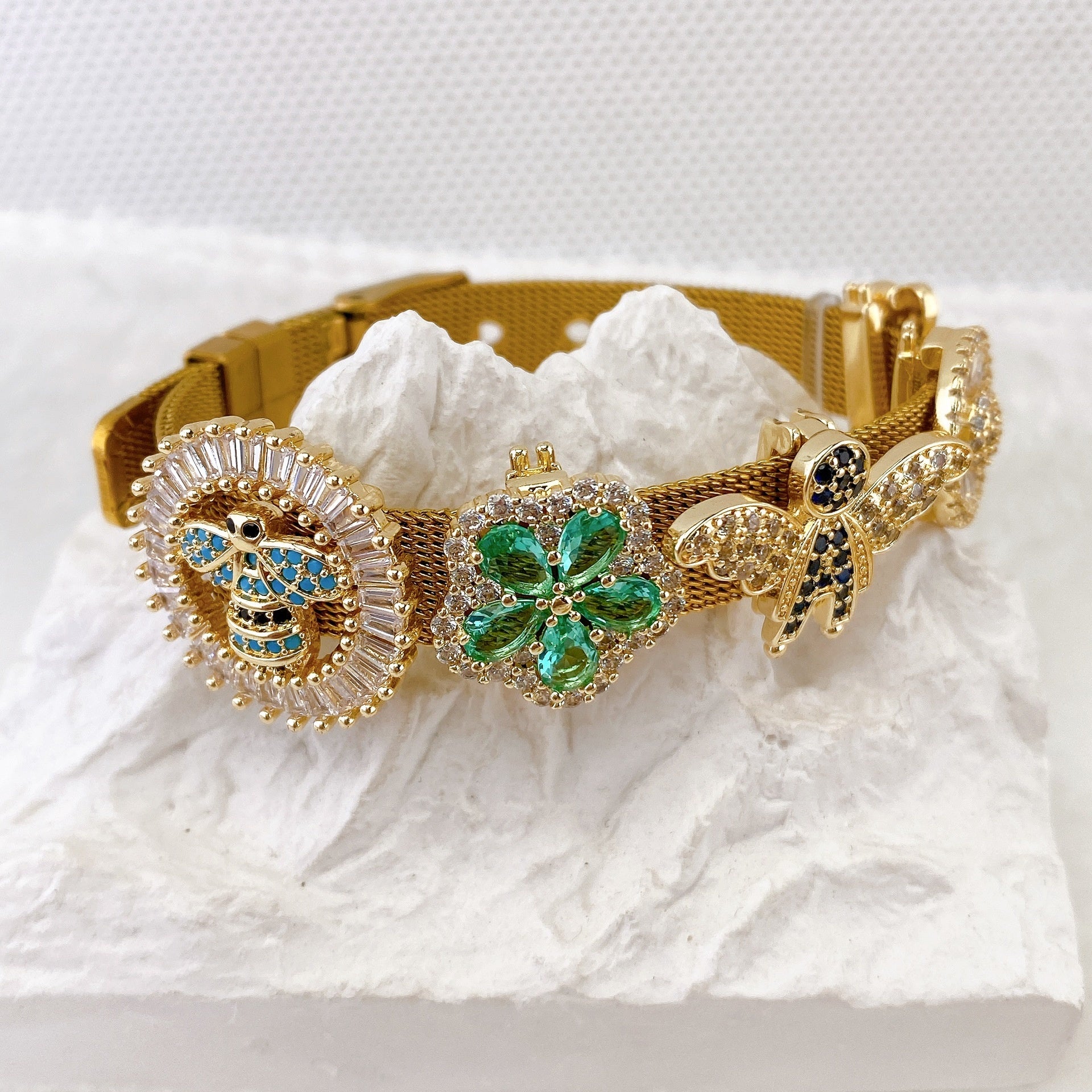 Copper Inlaid Zircon DIY Bracelet Accessories Wristband Free Combination Jewelry