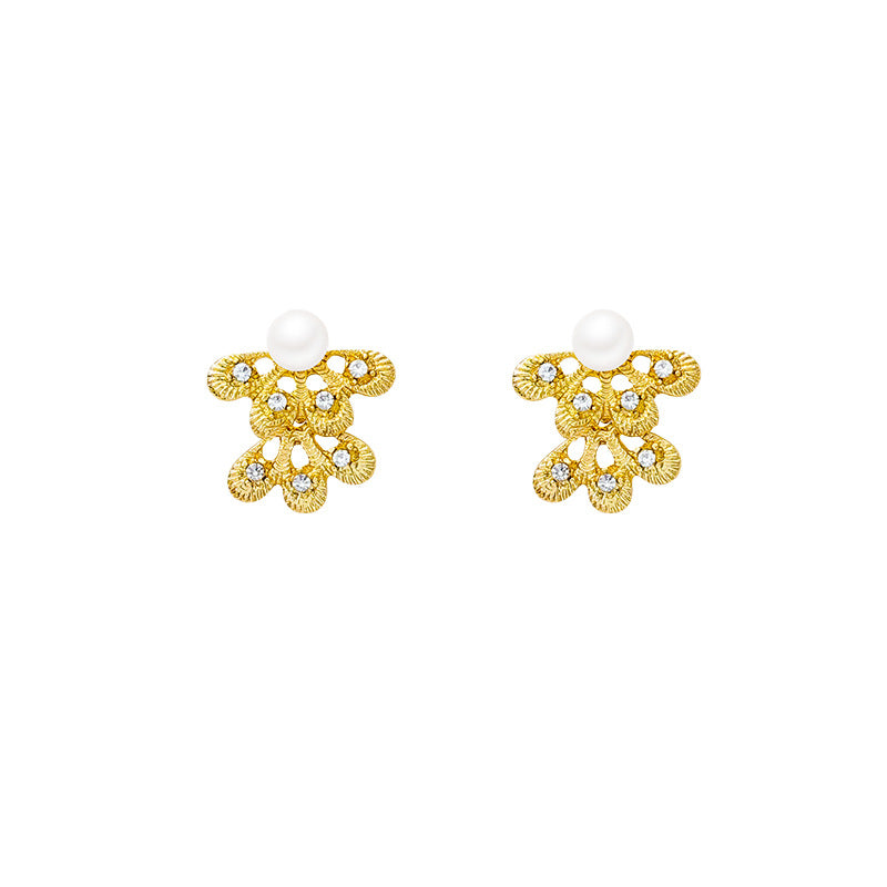 Bohemian Floral Metal Hoop Earrings For Women Vintage Design Simple Rose Gold Bow