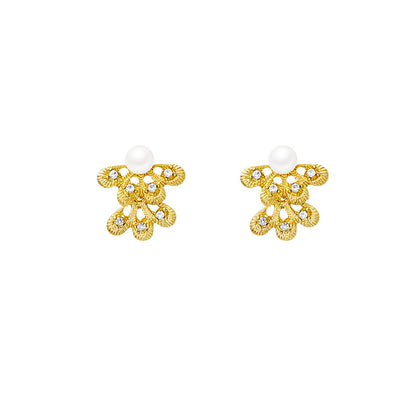Bohemian Floral Metal Hoop Earrings For Women Vintage Design Simple Rose Gold Bow