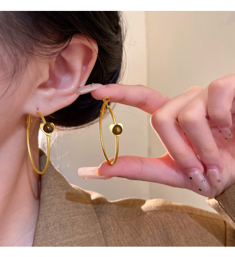 Bohemian Floral Metal Hoop Earrings For Women Vintage Design Simple Rose Gold Bow