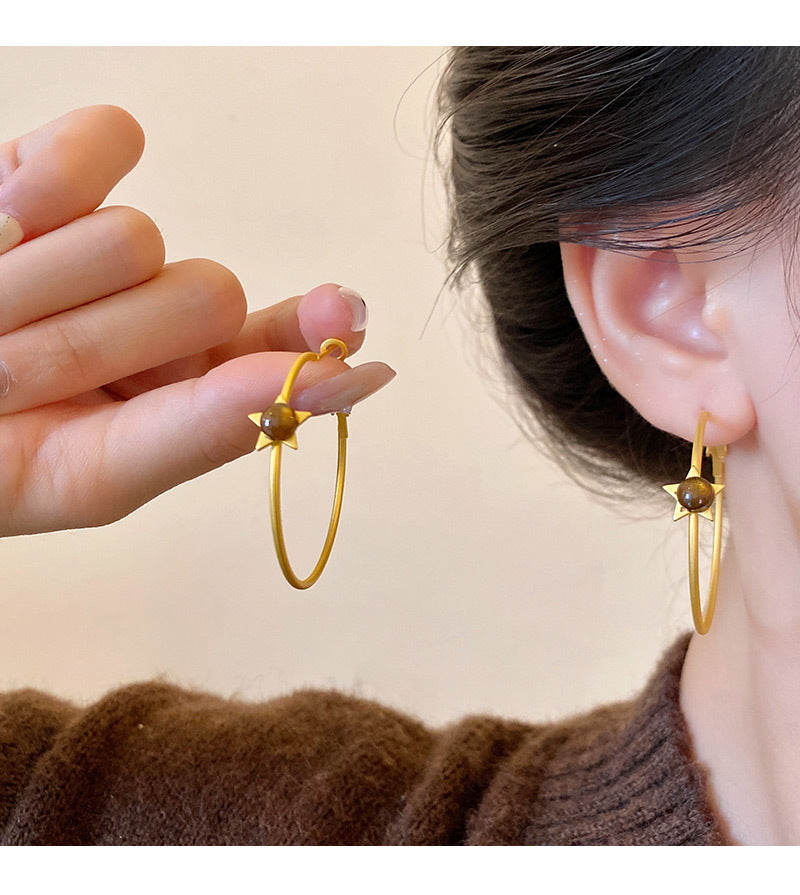 Bohemian Floral Metal Hoop Earrings For Women Vintage Design Simple Rose Gold Bow