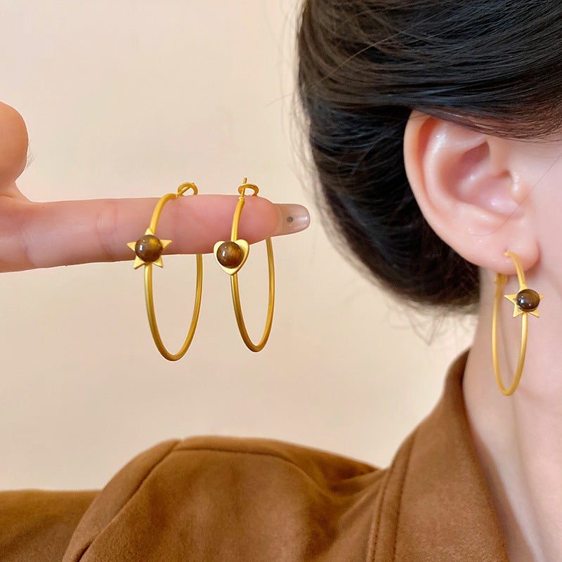 Bohemian Floral Metal Hoop Earrings For Women Vintage Design Simple Rose Gold Bow