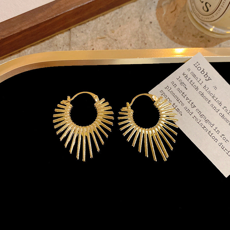 Bohemian Floral Metal Hoop Earrings For Women Vintage Design Simple Rose Gold Bow