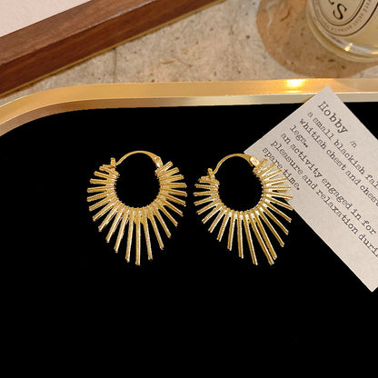 Bohemian Floral Metal Hoop Earrings For Women Vintage Design Simple Rose Gold Bow