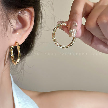 Bohemian Floral Metal Hoop Earrings For Women Vintage Design Simple Rose Gold Bow