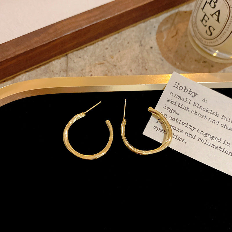 Bohemian Floral Metal Hoop Earrings For Women Vintage Design Simple Rose Gold Bow