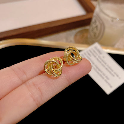 Bohemian Floral Metal Hoop Earrings For Women Vintage Design Simple Rose Gold Bow