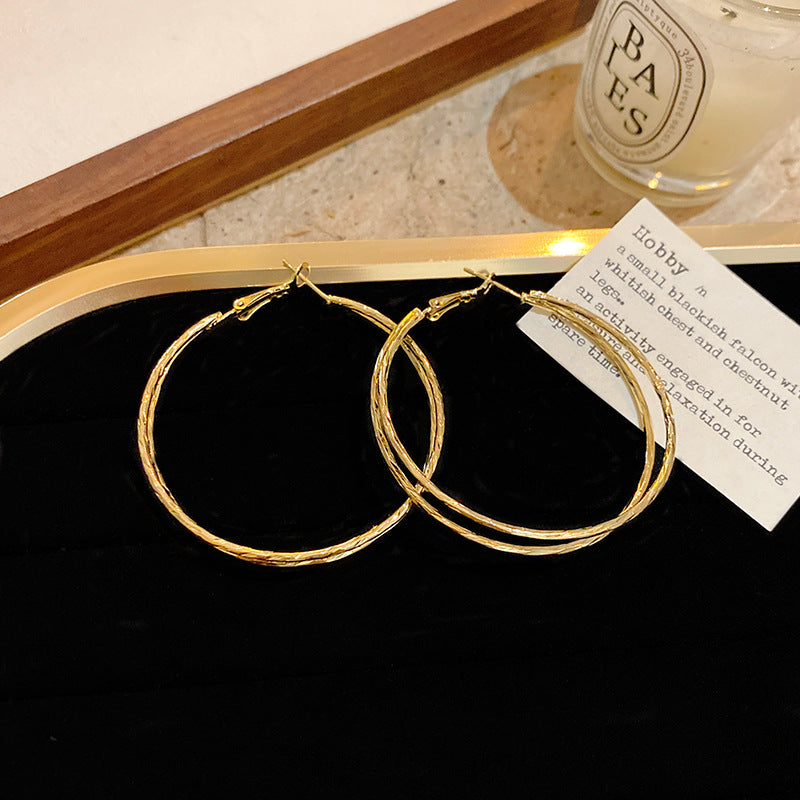 Bohemian Floral Metal Hoop Earrings For Women Vintage Design Simple Rose Gold Bow