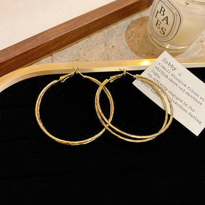 Bohemian Floral Metal Hoop Earrings For Women Vintage Design Simple Rose Gold Bow