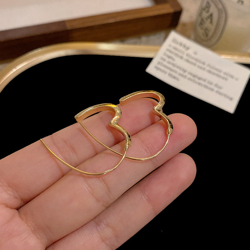 Bohemian Floral Metal Hoop Earrings For Women Vintage Design Simple Rose Gold Bow