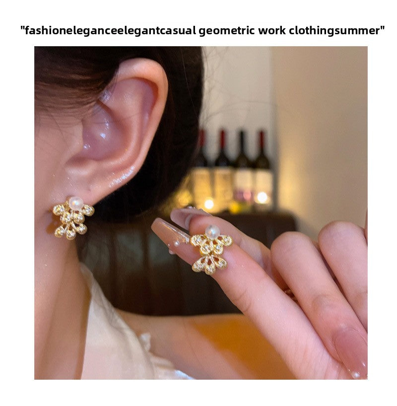 Bohemian Floral Metal Hoop Earrings For Women Vintage Design Simple Rose Gold Bow