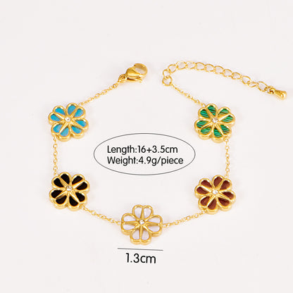 Colorful Shell Heart-Shaped Four-Leaf Clover Single Diamond Octagonal Star Necklace Earrings Bracelet Set For Women