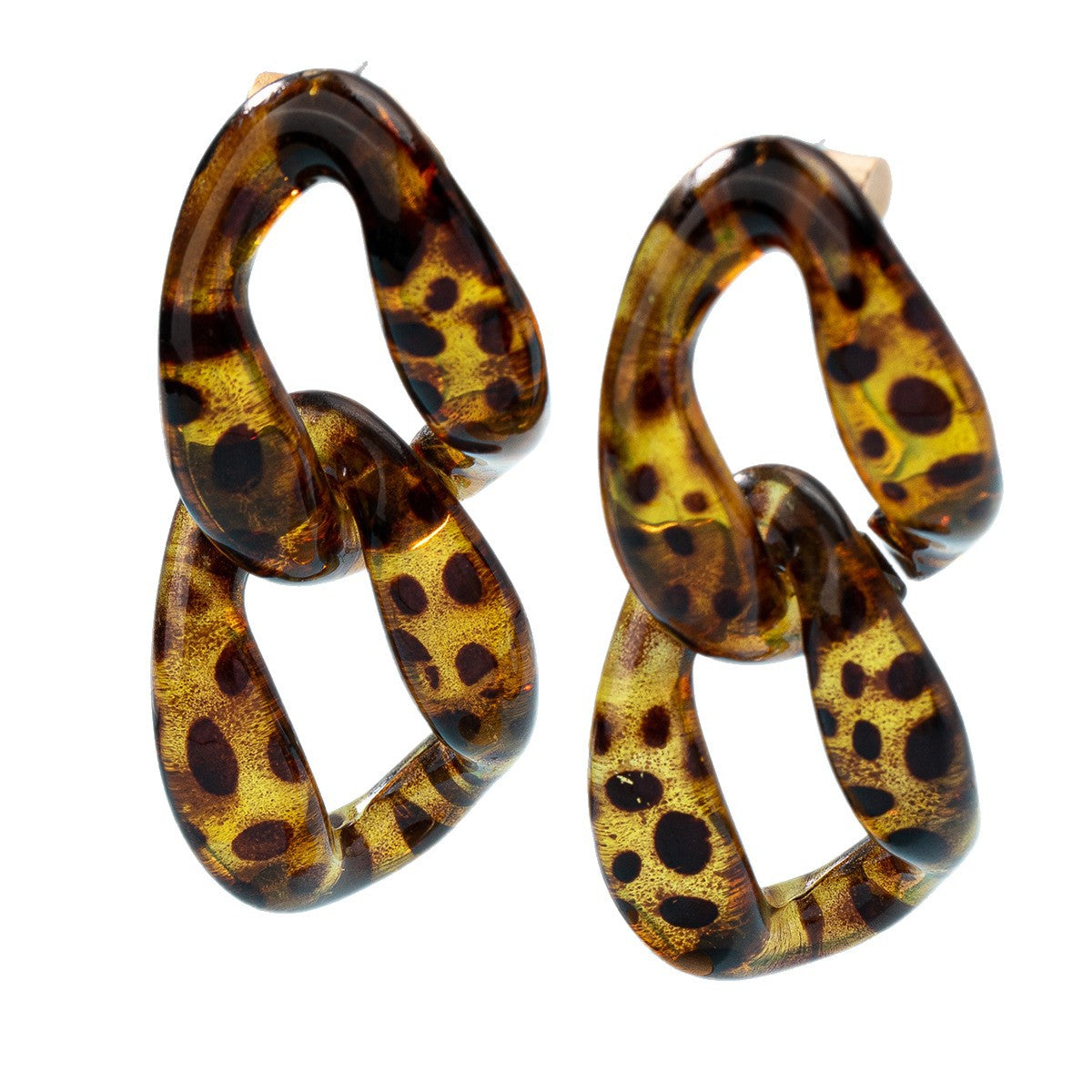 Leopard Pattern Drop Earrings For Women In Plastic Resin Material Featuring Stylish Animal Print Design