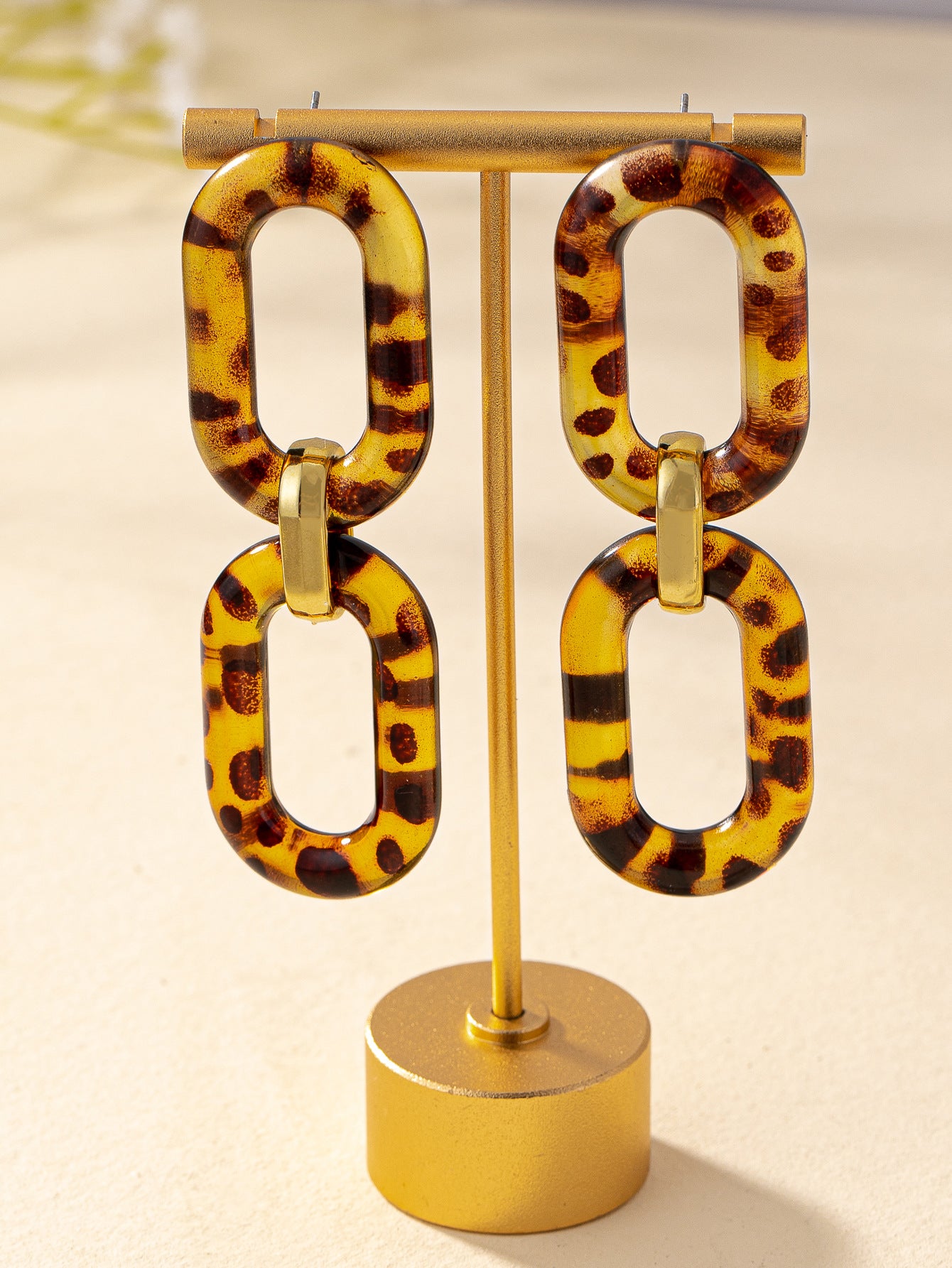 Leopard Pattern Drop Earrings For Women In Plastic Resin Material Featuring Stylish Animal Print Design