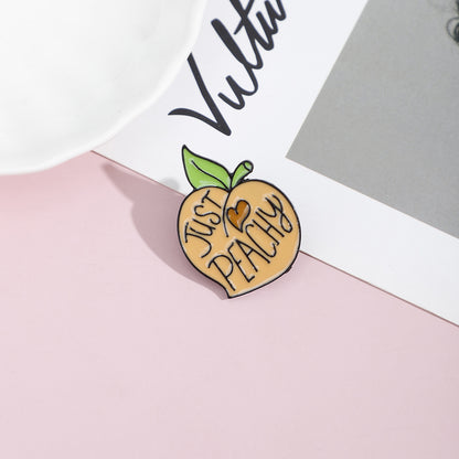 Cartoon Peach Pin Brooches In Alloy Featuring Cute Fruit Design