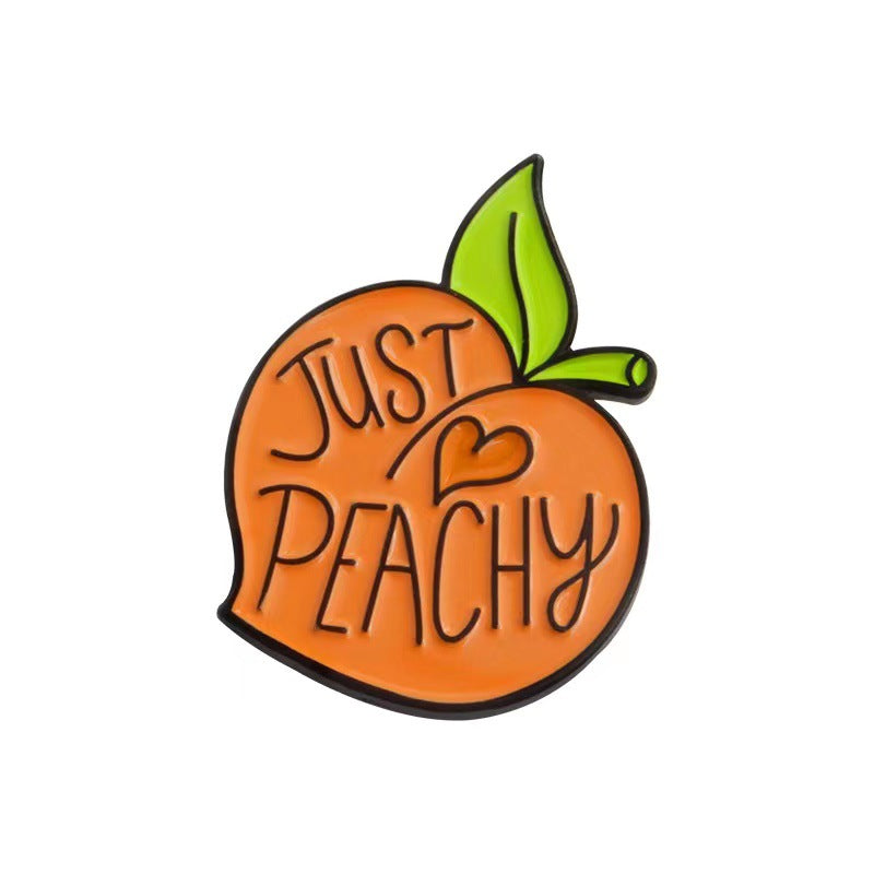 Cartoon Peach Pin Brooches In Alloy Featuring Cute Fruit Design