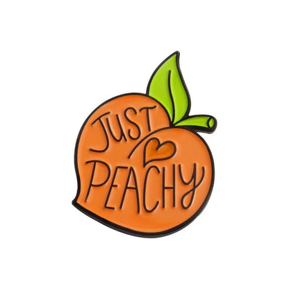 Cartoon Peach Pin Brooches In Alloy Featuring Cute Fruit Design