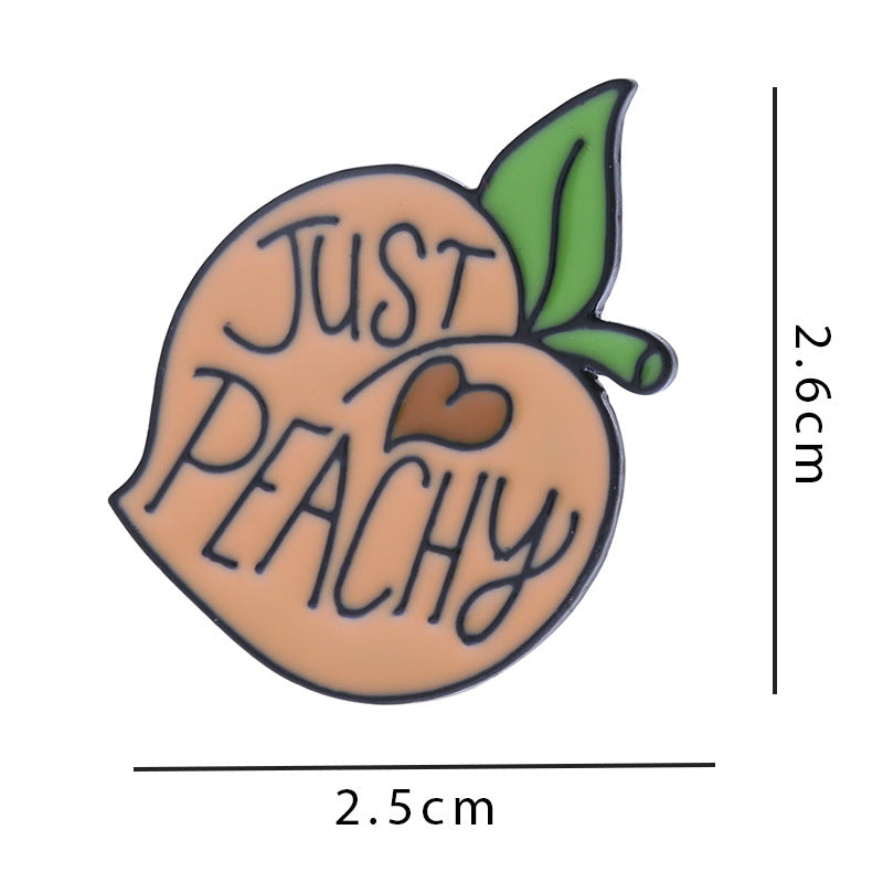 Cartoon Peach Pin Brooches In Alloy Featuring Cute Fruit Design