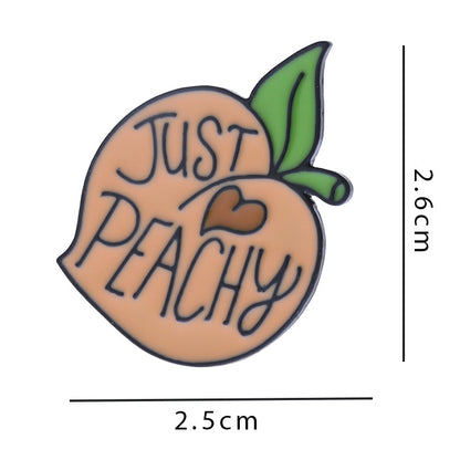 Cartoon Peach Pin Brooches In Alloy Featuring Cute Fruit Design