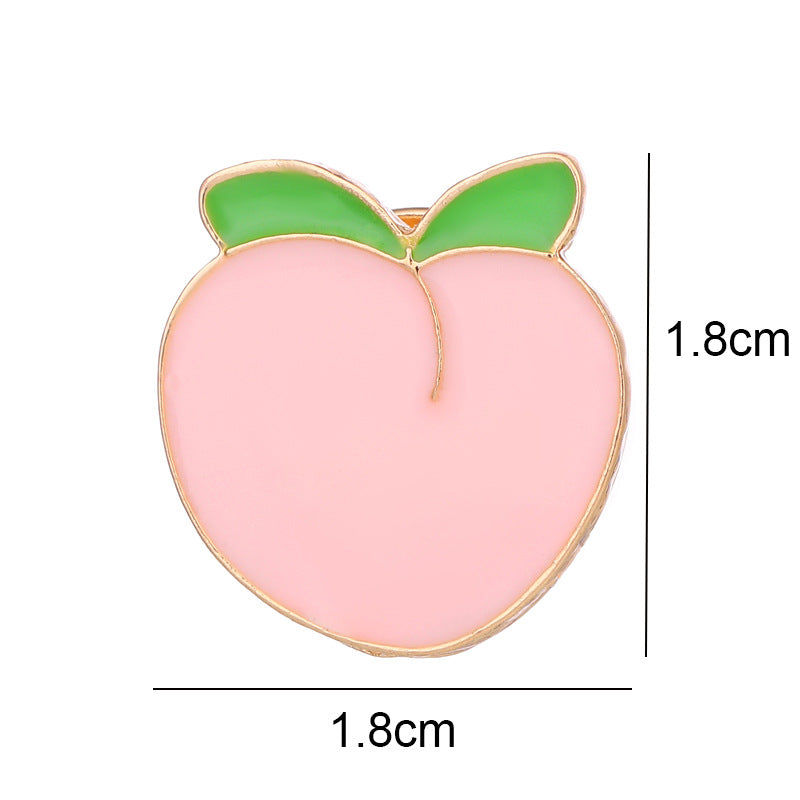 Cartoon Peach Pin Brooches In Alloy Featuring Cute Fruit Design