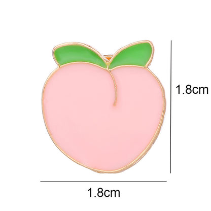Cartoon Peach Pin Brooches In Alloy Featuring Cute Fruit Design