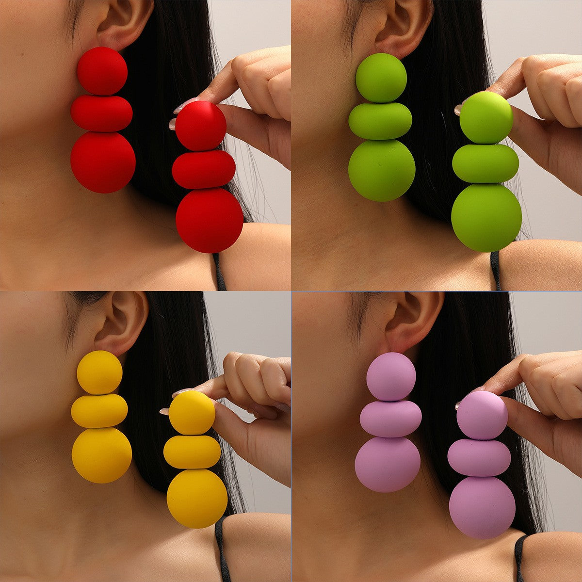 Exaggerated Round Drop Earrings In Gold And Red For A Bold Fashion Statement