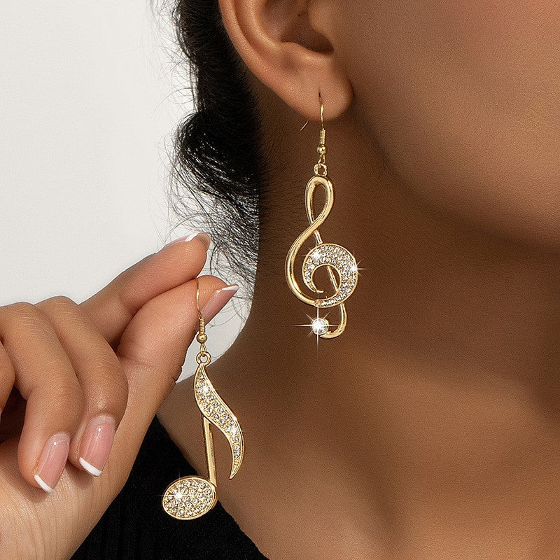 Exaggerated Drop Earrings Featuring Elegant Notes Pattern For A Bold And Stylish Statement