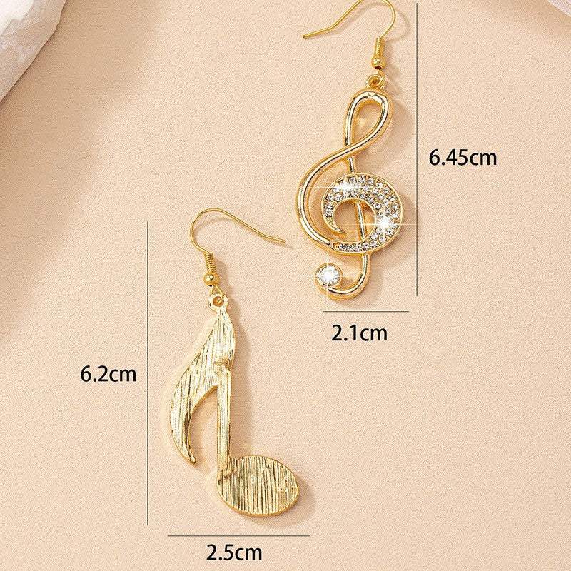 Exaggerated Drop Earrings Featuring Elegant Notes Pattern For A Bold And Stylish Statement