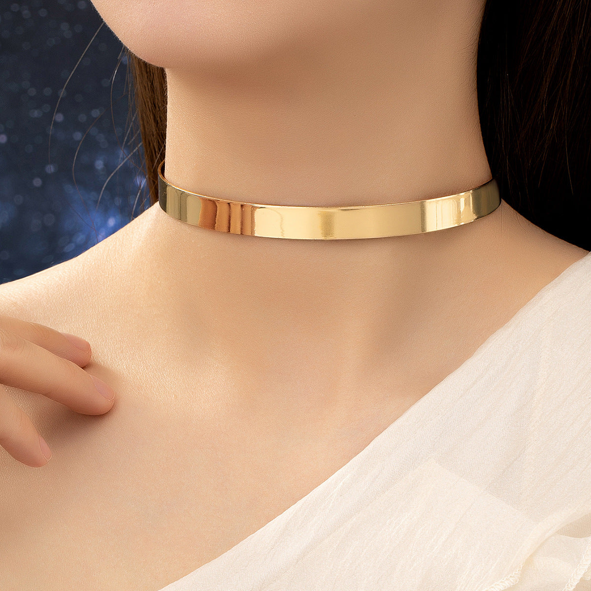 Gold Zinc Alloy Punk Choker For Hip-Hop Style Featuring Exaggerated Design