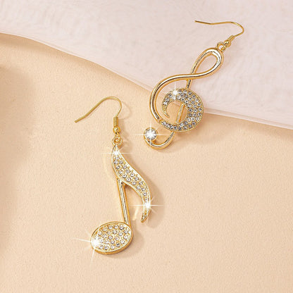 Exaggerated Drop Earrings Featuring Elegant Notes Pattern For A Bold And Stylish Statement