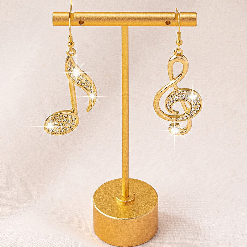 Exaggerated Drop Earrings Featuring Elegant Notes Pattern For A Bold And Stylish Statement