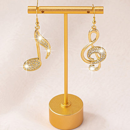 Exaggerated Drop Earrings Featuring Elegant Notes Pattern For A Bold And Stylish Statement