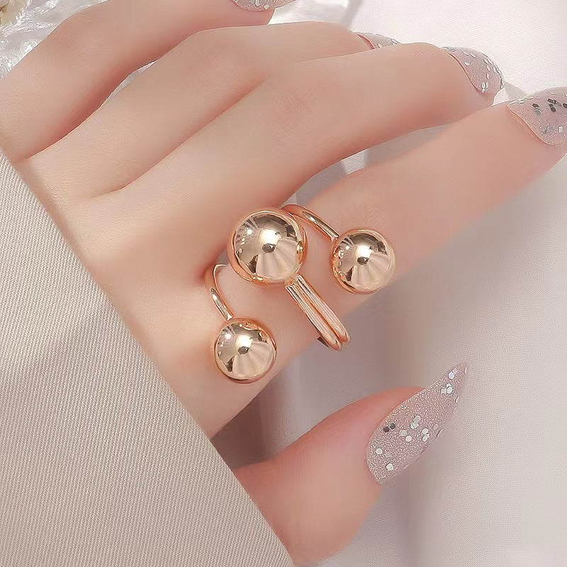 New Style Round Open Rings For Women In Gold Metal Adjustable Design