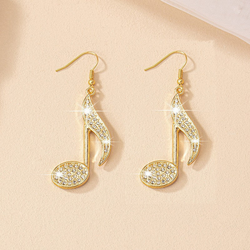 Exaggerated Drop Earrings Featuring Elegant Notes Pattern For A Bold And Stylish Statement