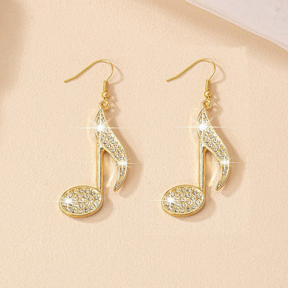 Exaggerated Drop Earrings Featuring Elegant Notes Pattern For A Bold And Stylish Statement
