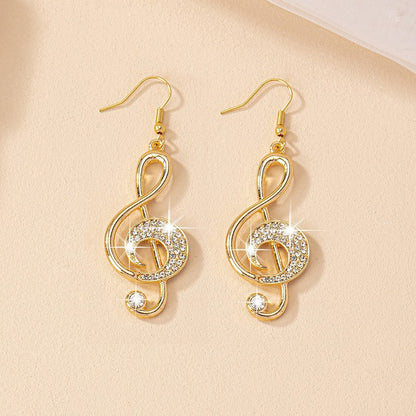 Exaggerated Drop Earrings Featuring Elegant Notes Pattern For A Bold And Stylish Statement