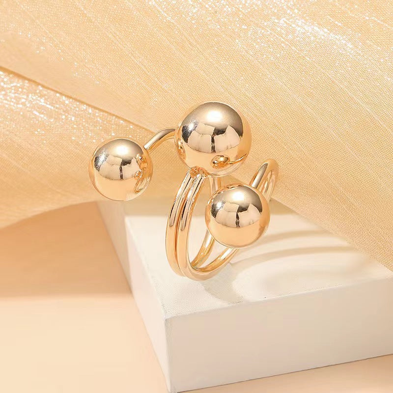 New Style Round Open Rings For Women In Gold Metal Adjustable Design