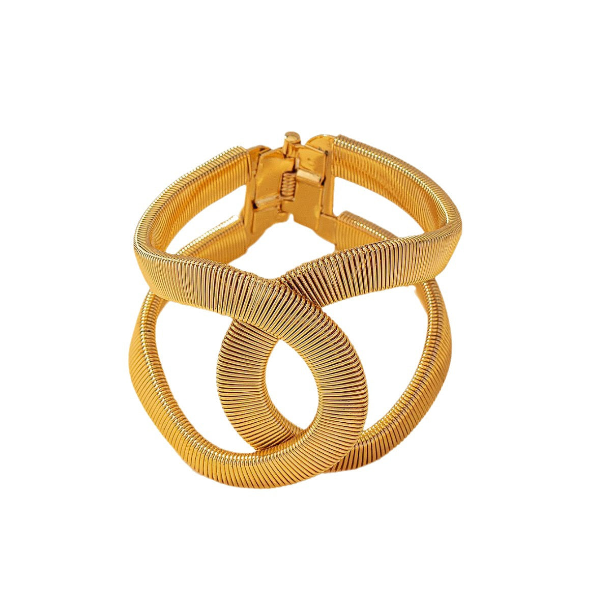 Round Pattern Metal Bangle In Gold For Elegant Style