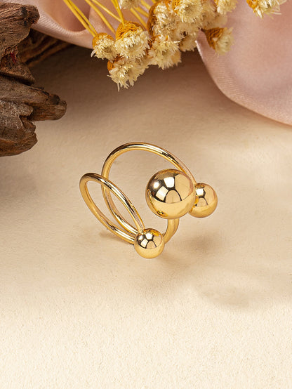 New Style Round Open Rings For Women In Gold Metal Adjustable Design