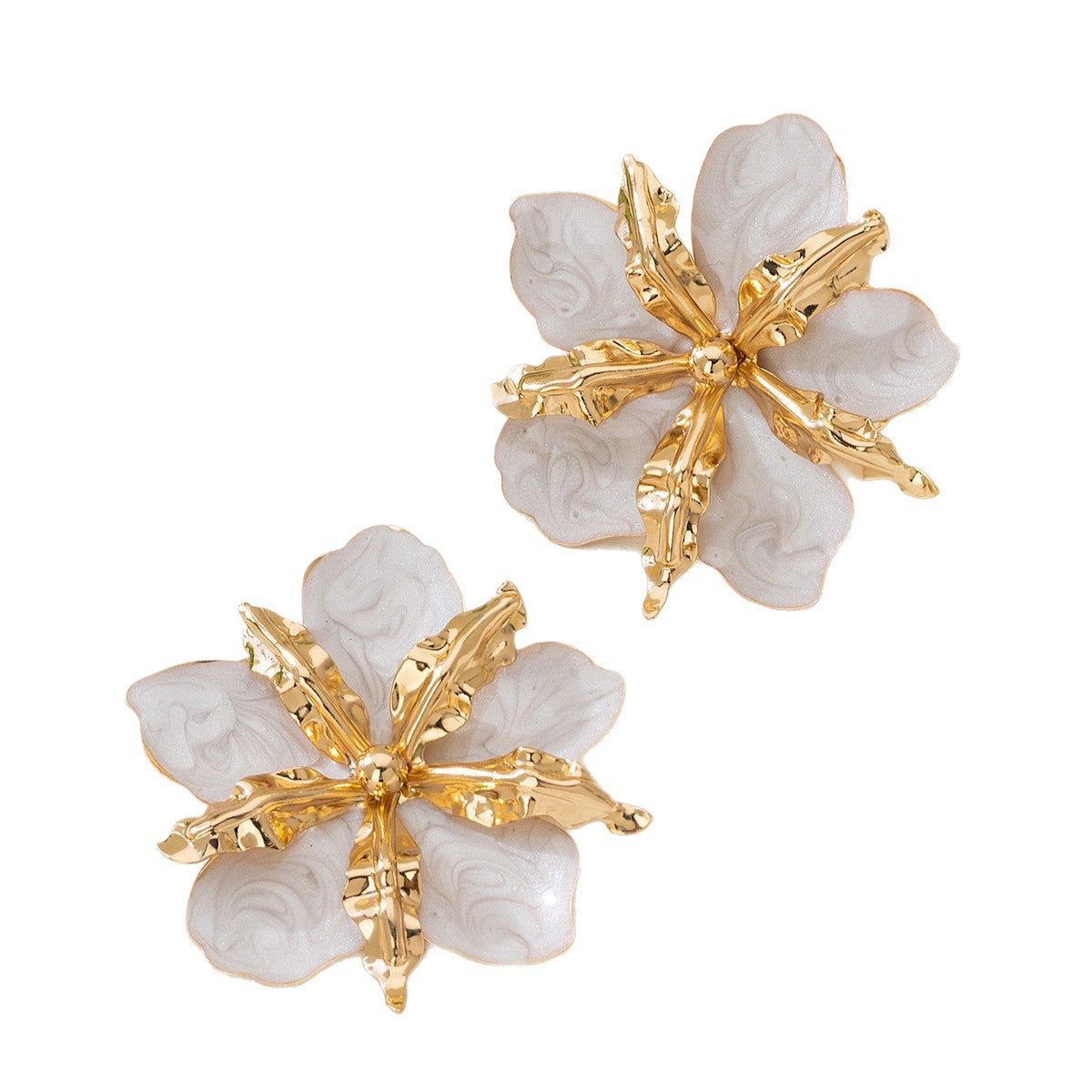 Petal Stud Earrings For Women In Rose Red Featuring Stoving Varnish With Pastoral Style